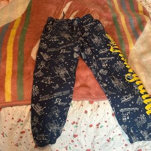 blue disney sweat pantss with rides designs